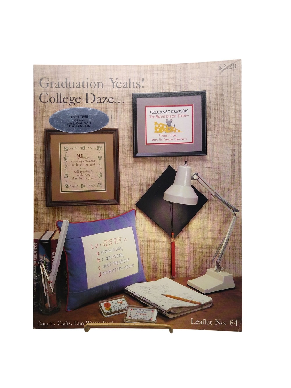 Vintage Cross Stitch Patterns, Graduation Yeahs College Days by Pat Waters Icard